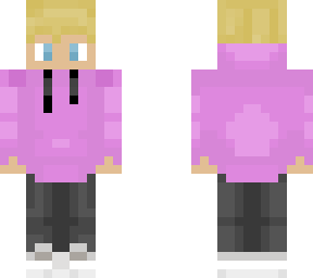 blonde boy with magenta hoodie