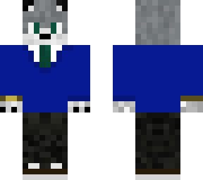 formal wolf with a blue suit