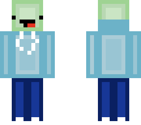 green skeppy with blue hoodie