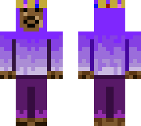 bear with purple hoodie.
