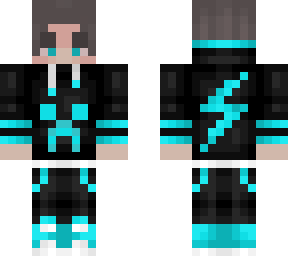 custom skin, neon blue and black hoodie boy