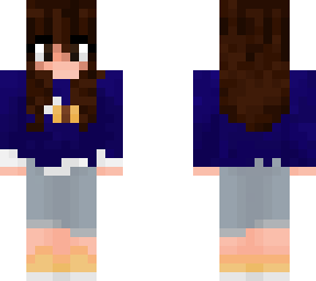bee girl long brown hair (blue)