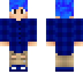 boy with blue hair and cool shirt