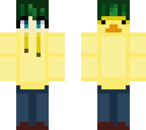 yellow duck hoodie w/ green hair