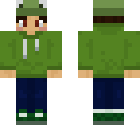 boy in green hoodie + frog hat