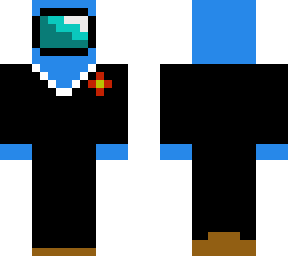 cyan among us character (with a suit)