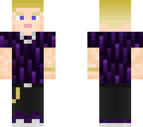 purple and black faded t-shirt guy with accesories