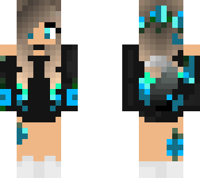 wolf girl blue flowers