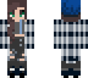 blue beanie black plaid