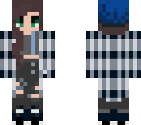 blue beanie black plaid