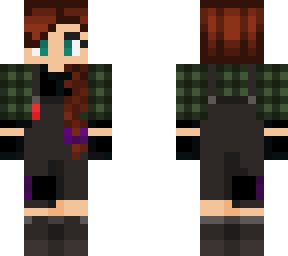 casual end time survivalist girl (auburn naturally colored hair, purple themed)