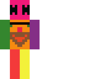 pink purple orange black green red yellow beard eyes nose head and from one town
