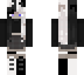 black and white cat girl