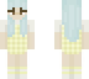 aesthetic yellow plaid dress girl with teal hair