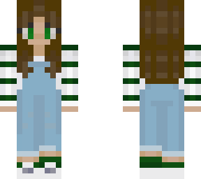 brown hair and overalls