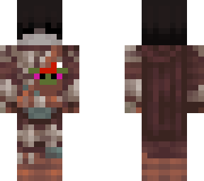 eboy with beskar armour with baby yoda with xmas hat
