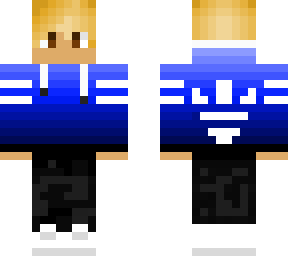 blonde boy in blue sweatshirt