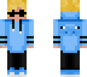 blue hoodie with pig design on back (sunglasses edition)