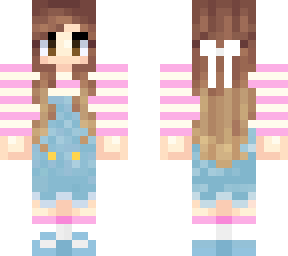 pink striped and overalls