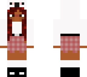 black girl in polar bear hoodie and plaid skirt