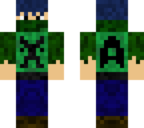 blue hair, green mask, maybe some personality