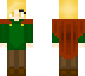 gold hair and eyes, red cape