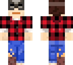 mining lumberjack with plant pot on his foot