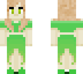 dirty blonde female with green dress