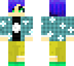 girl with blue/purple hair and stars on jacket