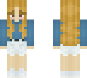 blue sweater // golden blonde curls