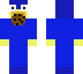 duck in cookie monster costume