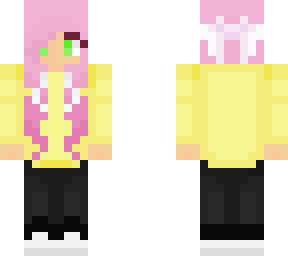 girl with pink hair and yellow hoddie (aka my skin updated again)