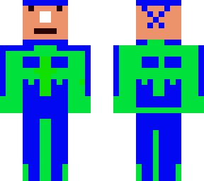 green/blue skull hero