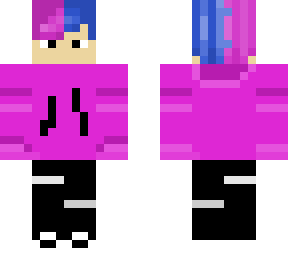 pink boy with pink and blue hair