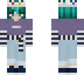 short blue hair with silver crown