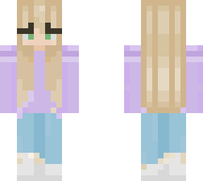blonde hair lavender shirt girl