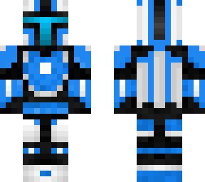 blue and white mandalorian