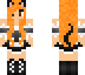 cat maid orange hair girl