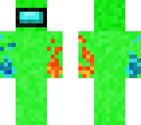 lime crewmate with fire and ice