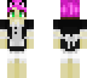 pink haired person in cat maid outfit