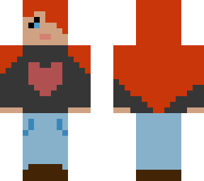 red head grey heart shirt