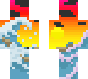 sunset with wave pixel art