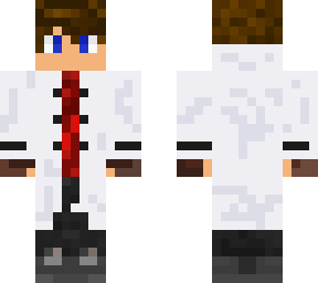 white coat with red shirt