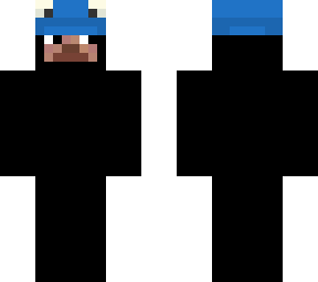 black with blue hat