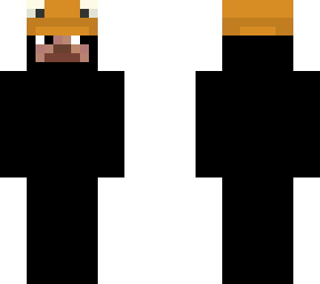 black with orange hat