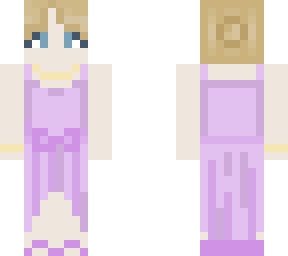 blonde girl in purple dress