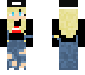 blonde hair overalls with black shirt