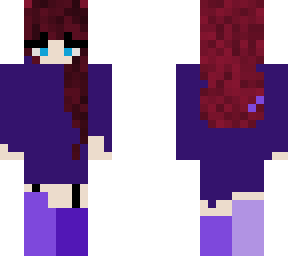 girl w/ purple oversized sweater and socks
