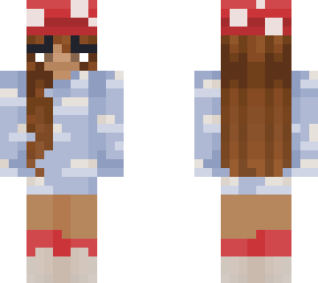 mushroom hat + sky sweater!