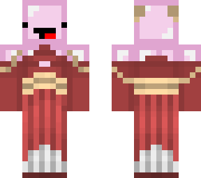 pink skeppy with red kimono